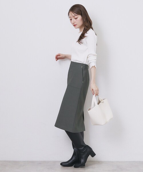 index（インデックス）の「ストレッチタイトスカート【洗濯機OK/防シワ/抗ピル】《S～3L》（スカート・レディース・サックスブルー/ナチュラル/チャコールグレー・36/44/42/40/38）」の6枚目の写真