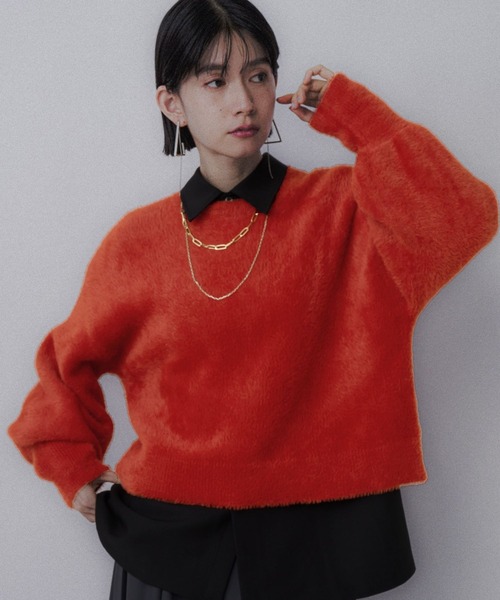 HARE（ハレ）の「シャギーニットプルオーバー(HARE)（ニット/セーター・レディース・パープル/オレンジ/ライトグレー/ライトブルー/ピンク/ブルー・FREE）」の6枚目の写真