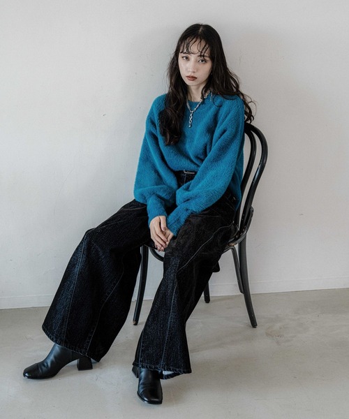 HARE（ハレ）の「シャギーニットプルオーバー(HARE)（ニット/セーター・レディース・パープル/オレンジ/ライトグレー/ライトブルー/ピンク/ブルー・FREE）」の9枚目の写真