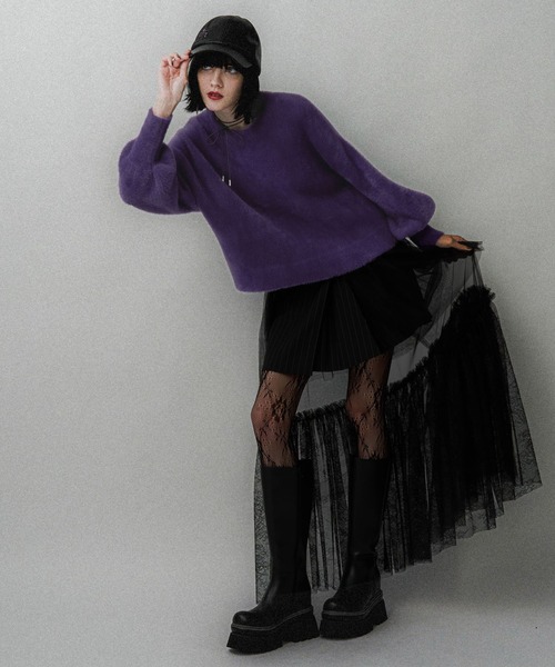 HARE（ハレ）の「シャギーニットプルオーバー(HARE)（ニット/セーター・レディース・パープル/オレンジ/ライトグレー/ライトブルー/ピンク/ブルー・FREE）」の10枚目の写真