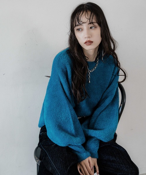 HARE（ハレ）の「シャギーニットプルオーバー(HARE)（ニット/セーター・レディース・パープル/オレンジ/ライトグレー/ライトブルー/ピンク/ブルー・FREE）」の17枚目の写真