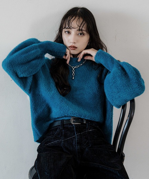 HARE（ハレ）の「シャギーニットプルオーバー(HARE)（ニット/セーター・レディース・パープル/オレンジ/ライトグレー/ライトブルー/ピンク/ブルー・FREE）」の19枚目の写真