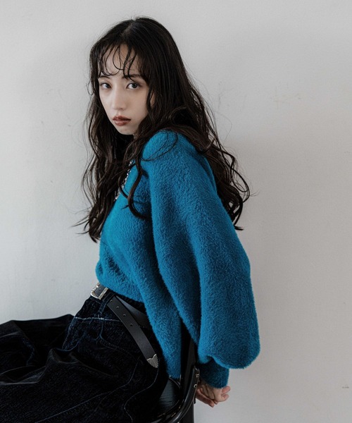 HARE（ハレ）の「シャギーニットプルオーバー(HARE)（ニット/セーター・レディース・パープル/オレンジ/ライトグレー/ライトブルー/ピンク/ブルー・FREE）」の20枚目の写真