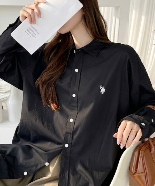 U.S. POLO ASSN.(ユーエスポロアッスン)の「【U.S. POLO ASSN.】長袖 オーバーサイズ シャツ(シャツ/ブラウス・レディース・ライトブルー/ホワイト/ブラック・L/M)」の3枚目の写真