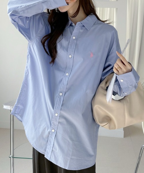 U.S. POLO ASSN.(ユーエスポロアッスン)の「【U.S. POLO ASSN.】長袖 オーバーサイズ シャツ(シャツ/ブラウス・レディース・ライトブルー/ホワイト/ブラック・L/M)」の6枚目の写真