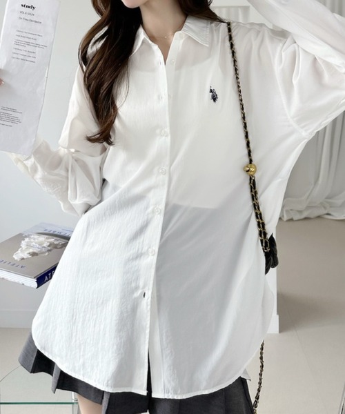 U.S. POLO ASSN.(ユーエスポロアッスン)の「【U.S. POLO ASSN.】長袖 オーバーサイズ シャツ(シャツ/ブラウス・レディース・ライトブルー/ホワイト/ブラック・L/M)」の14枚目の写真