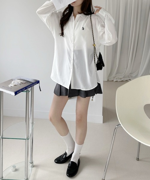 U.S. POLO ASSN.(ユーエスポロアッスン)の「【U.S. POLO ASSN.】長袖 オーバーサイズ シャツ(シャツ/ブラウス・レディース・ライトブルー/ホワイト/ブラック・L/M)」の12枚目の写真