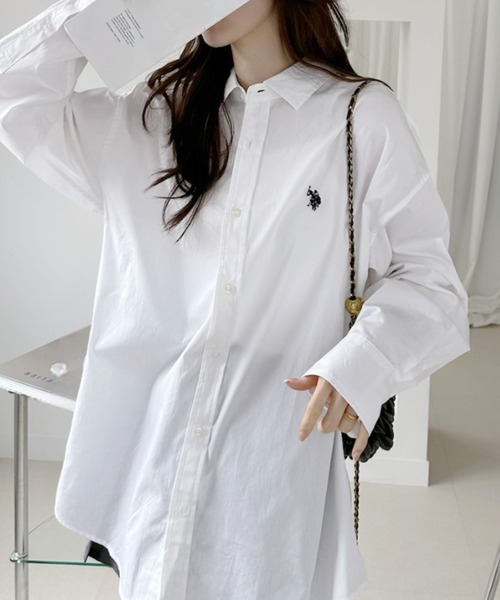 U.S. POLO ASSN.(ユーエスポロアッスン)の「【U.S. POLO ASSN.】長袖 オーバーサイズ シャツ(シャツ/ブラウス・レディース・ライトブルー/ホワイト/ブラック・L/M)」の11枚目の写真