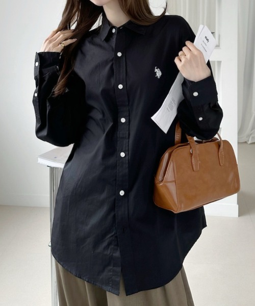 U.S. POLO ASSN.(ユーエスポロアッスン)の「【U.S. POLO ASSN.】長袖 オーバーサイズ シャツ(シャツ/ブラウス・レディース・ライトブルー/ホワイト/ブラック・L/M)」の4枚目の写真