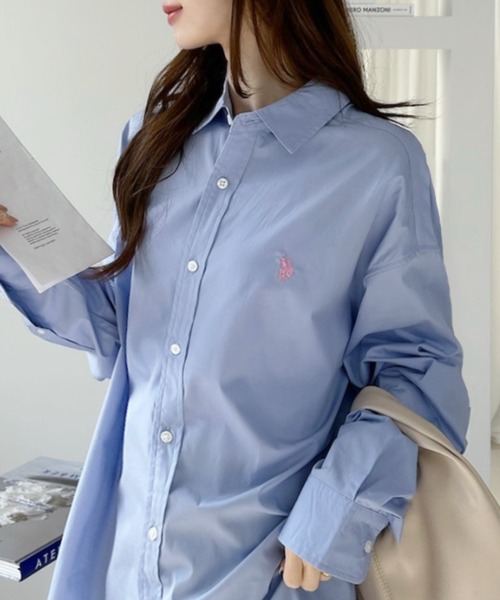 U.S. POLO ASSN.(ユーエスポロアッスン)の「【U.S. POLO ASSN.】長袖 オーバーサイズ シャツ(シャツ/ブラウス・レディース・ライトブルー/ホワイト/ブラック・L/M)」の7枚目の写真