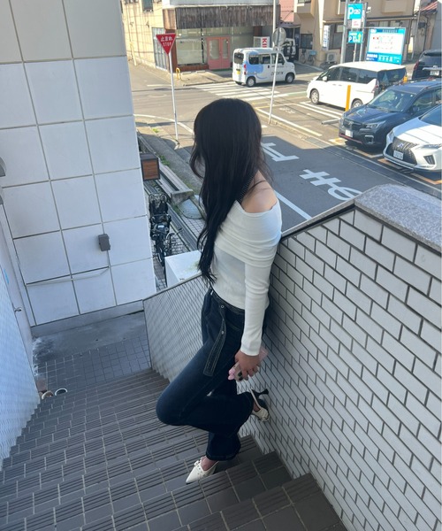 Vini（ヴィニ）の「ベルト付きスタイルアップフレアデニム（デニムパンツ・レディース・ブルー・SMALL/MEDIUM/LARGE）」の3枚目の写真