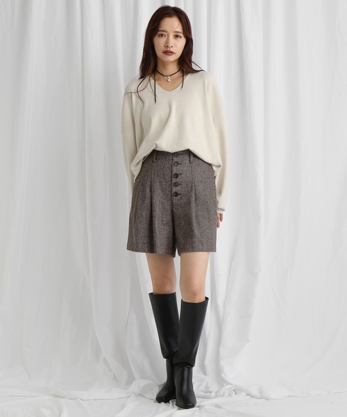 mysty woman（ミスティウーマン）の「ハイウエストタックショートパンツ 605447（その他パンツ・レディース・グレー/ブラウン/ブラック・FREE）」の7枚目の写真