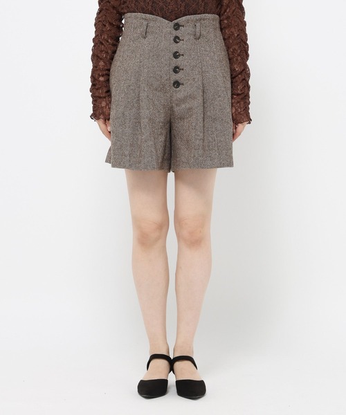 mysty woman（ミスティウーマン）の「ハイウエストタックショートパンツ 605447（その他パンツ・レディース・グレー/ブラウン/ブラック・FREE）」の9枚目の写真