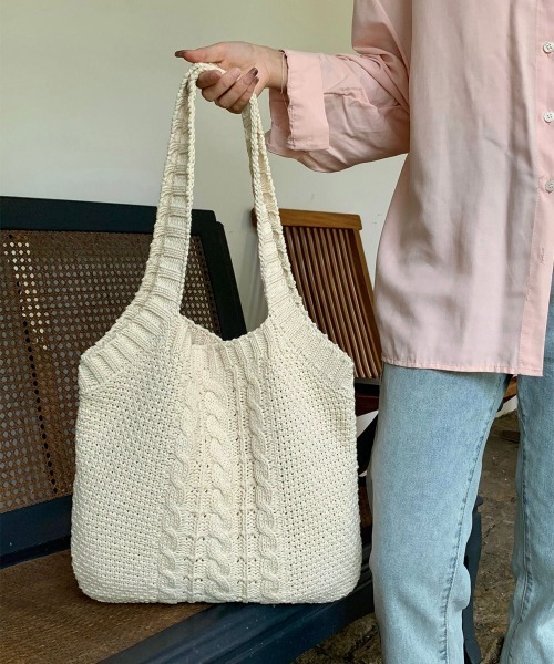 Miniministore(ミニミニストア)の「トートバッグ ニット編み レディース(トートバッグ・レディース・ベージュ/グリーン/アイボリー・FREE)」の11枚目の写真