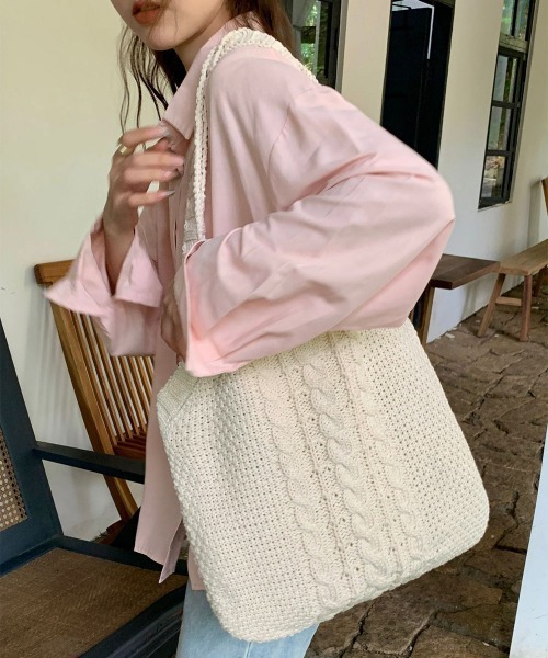 Miniministore(ミニミニストア)の「トートバッグ ニット編み レディース(トートバッグ・レディース・ベージュ/グリーン/アイボリー・FREE)」の12枚目の写真
