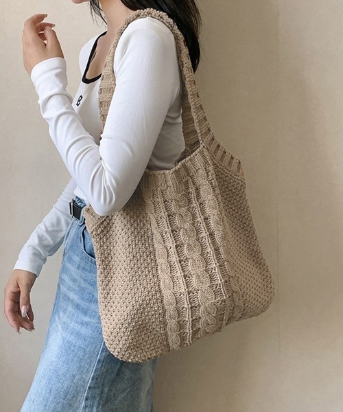 Miniministore(ミニミニストア)の「トートバッグ ニット編み レディース(トートバッグ・レディース・ベージュ/グリーン/アイボリー・FREE)」の14枚目の写真
