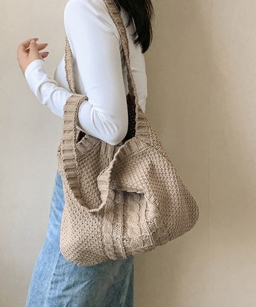 Miniministore(ミニミニストア)の「トートバッグ ニット編み レディース(トートバッグ・レディース・ベージュ/グリーン/アイボリー・FREE)」の15枚目の写真