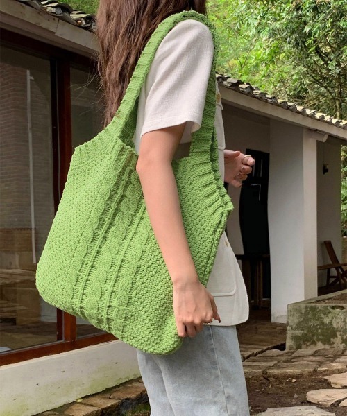 Miniministore(ミニミニストア)の「トートバッグ ニット編み レディース(トートバッグ・レディース・ベージュ/グリーン/アイボリー・FREE)」の17枚目の写真