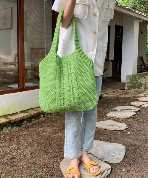 Miniministore(ミニミニストア)の「トートバッグ ニット編み レディース(トートバッグ・レディース・ベージュ/グリーン/アイボリー・FREE)」の4枚目の写真