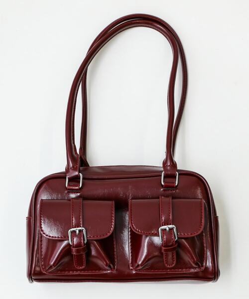 WEGO（ウィゴー）の「WEGO/【25年秋冬新作】ベルト2ポケットデザインボストンバッグ（ハンドバッグ・レディース・ブラック/ブラウン/レッド・FREE）」の18枚目の写真