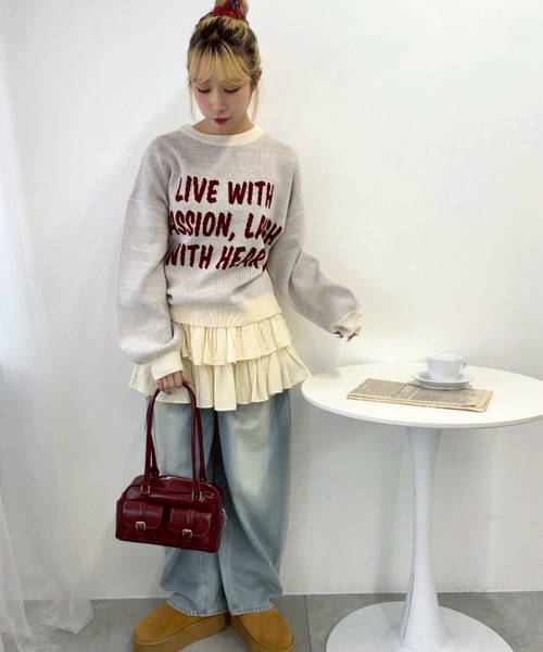 WEGO（ウィゴー）の「WEGO/【25年秋冬新作】ベルト2ポケットデザインボストンバッグ（ハンドバッグ・レディース・ブラック/ブラウン/レッド・FREE）」の16枚目の写真