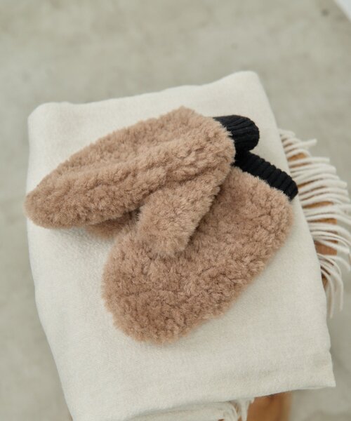 GALLARDAGALANTE(ガリャルダガランテ)の「ボアミトン(その他小物・レディース・ブラウン/オフホワイト・FREE)」の1枚目の写真