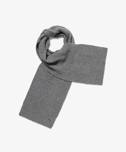 セール】アラン柄ブレンドウールニットマフラー（マフラー）｜LACOSTE
