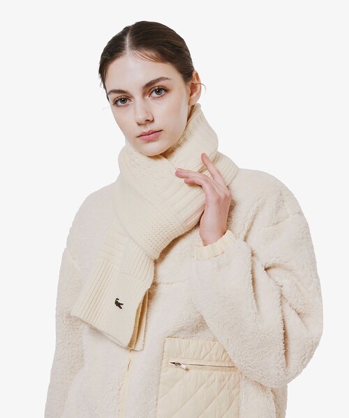 ラコステ（LACOSTE）/アラン柄ブレンドウールニットマフラー セール】アラン柄ブレンドウールニットマフラー（マフラー）｜LACOSTE