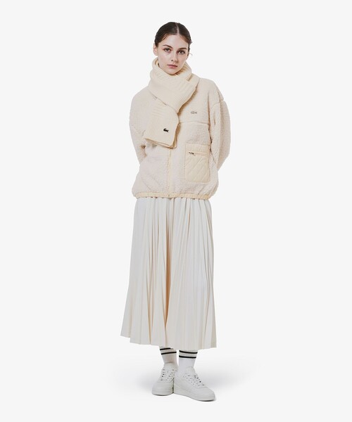 LACOSTE（ラコステ）の「アラン柄ブレンドウールニットマフラー（マフラー・レディース・オフホワイト/グレー/ライトピンク・FREE）」の13枚目の写真