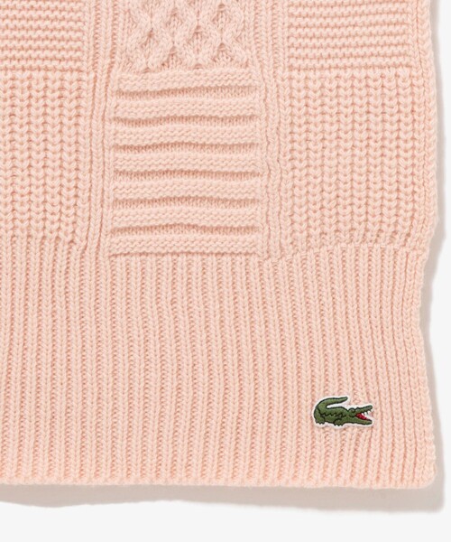 LACOSTE（ラコステ）の「アラン柄ブレンドウールニットマフラー（マフラー・レディース・オフホワイト/グレー/ライトピンク・FREE）」の16枚目の写真