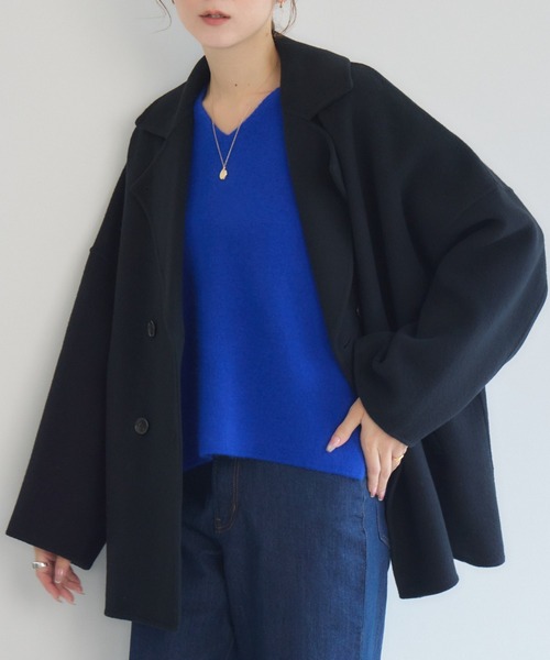 KATHARINE ROSS（キャサリンロス）の「【KATHARINE ROSS】Pecolambリバーミドルコート（その他アウター・レディース・ブルー/ブラック/ピンク・MEDIUM）」の2枚目の写真