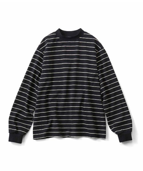 THREE FIFTY STANDARD(スリーフィフティースタンダード)の「THREE FIFTY STANDARDレトロなボーダーTシャツ(Tシャツ/カットソー・レディース・アイボリー/ブラック×ホワイト/ネイビー・LL/L/M/3L)」の19枚目の写真