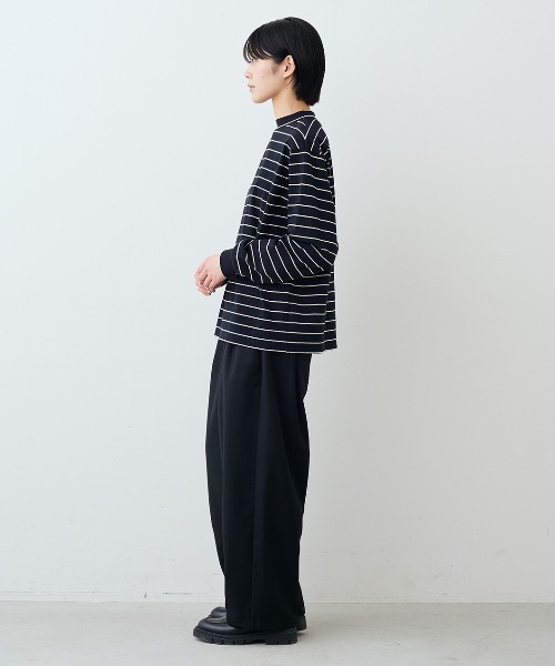 THREE FIFTY STANDARD(スリーフィフティースタンダード)の「THREE FIFTY STANDARDレトロなボーダーTシャツ(Tシャツ/カットソー・レディース・アイボリー/ブラック×ホワイト/ネイビー・LL/L/M/3L)」の10枚目の写真