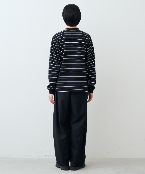 THREE FIFTY STANDARD(スリーフィフティースタンダード)の「THREE FIFTY STANDARDレトロなボーダーTシャツ(Tシャツ/カットソー・レディース・アイボリー/ブラック×ホワイト/ネイビー・LL/L/M/3L)」の9枚目の写真