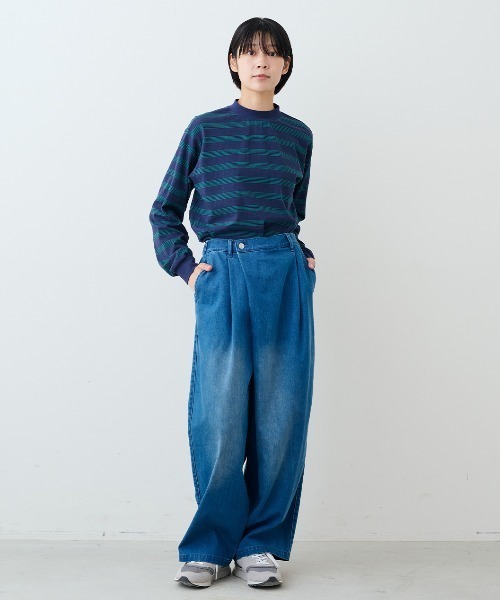 THREE FIFTY STANDARD(スリーフィフティースタンダード)の「THREE FIFTY STANDARDレトロなボーダーTシャツ(Tシャツ/カットソー・レディース・アイボリー/ブラック×ホワイト/ネイビー・LL/L/M/3L)」の11枚目の写真