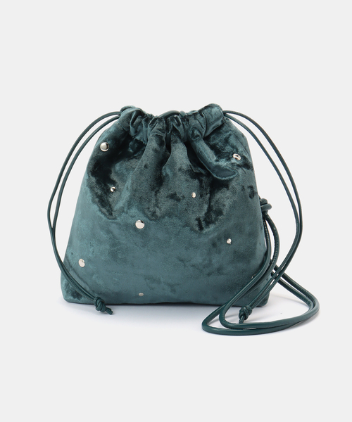 B.C STOCK（ベーセーストック）の「スタッズベロア巾着バッグ（ショルダーバッグ・レディース・ブラウン/ブラック/ブルー・FREE）」の3枚目の写真