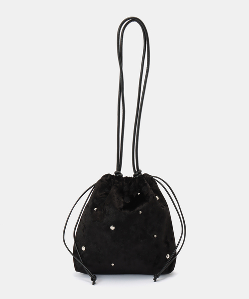 B.C STOCK（ベーセーストック）の「スタッズベロア巾着バッグ（ショルダーバッグ・レディース・ブラウン/ブラック/ブルー・FREE）」の4枚目の写真