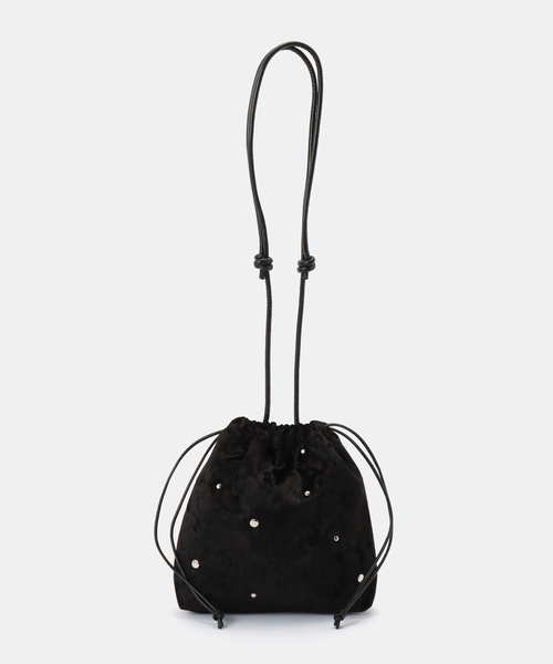 B.C STOCK（ベーセーストック）の「スタッズベロア巾着バッグ（ショルダーバッグ・レディース・ブラウン/ブラック/ブルー・FREE）」の10枚目の写真