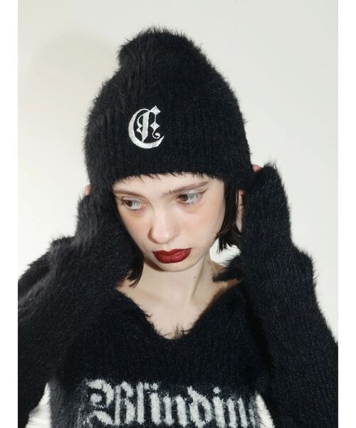 EVRIS（エヴリス）の「ワンポイントシャギーニットキャップ（ニットキャップ/ビーニー・レディース・ブラック/ホワイト・FREE）」の5枚目の写真
