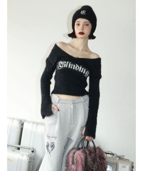 EVRIS（エヴリス）の「ワンポイントシャギーニットキャップ（ニットキャップ/ビーニー・レディース・ブラック/ホワイト・FREE）」の6枚目の写真