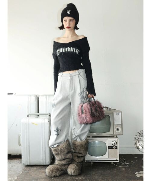 EVRIS（エヴリス）の「ワンポイントシャギーニットキャップ（ニットキャップ/ビーニー・レディース・ブラック/ホワイト・FREE）」の7枚目の写真