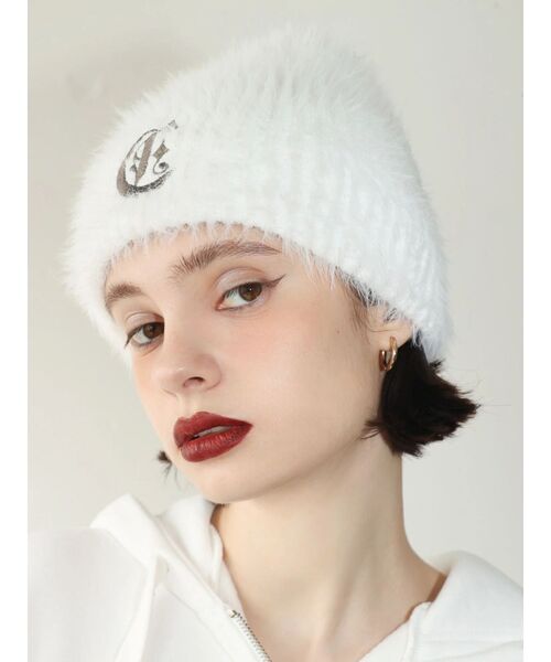 EVRIS（エヴリス）の「ワンポイントシャギーニットキャップ（ニットキャップ/ビーニー・レディース・ブラック/ホワイト・FREE）」の8枚目の写真