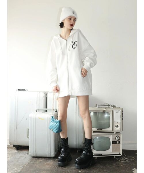 EVRIS（エヴリス）の「ワンポイントシャギーニットキャップ（ニットキャップ/ビーニー・レディース・ブラック/ホワイト・FREE）」の13枚目の写真