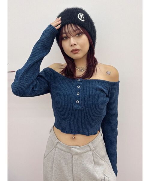 EVRIS（エヴリス）の「ワンポイントシャギーニットキャップ（ニットキャップ/ビーニー・レディース・ブラック/ホワイト・FREE）」の17枚目の写真