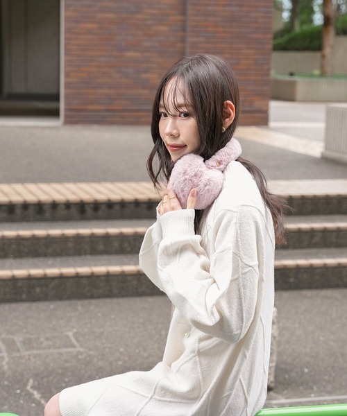 Honeys(ハニーズ)の「ハート型イヤーマフラー(イヤーマフ・レディース・ピンク/アイボリー/ブラック・FREE)」の12枚目の写真