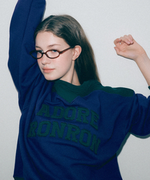 COLOR BLOCK PATCH SWEATSHIRTS PURPLE GREEN