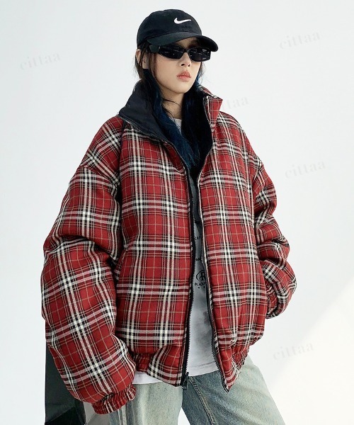 「tageechita」チェック柄 ショートダウンジャケット　タジチタ セール】「tageechita」チェック柄 ショートダウンジャケット（ダウン