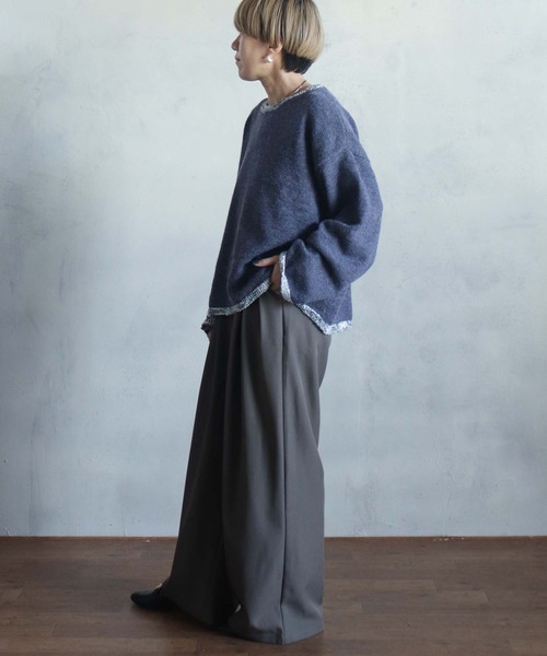 kese-moi(ケセモイ)の「MIXテープヤーンプルオーバー(ニット/セーター・レディース・ベージュ/ネイビー・FREE)」の11枚目の写真