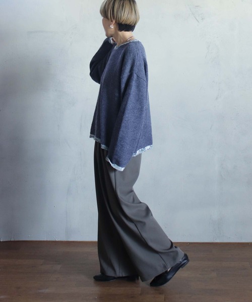 kese-moi(ケセモイ)の「MIXテープヤーンプルオーバー(ニット/セーター・レディース・ベージュ/ネイビー・FREE)」の12枚目の写真