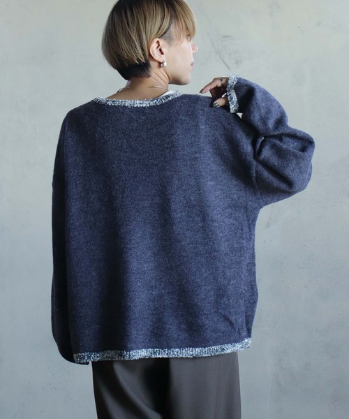 kese-moi(ケセモイ)の「MIXテープヤーンプルオーバー(ニット/セーター・レディース・ベージュ/ネイビー・FREE)」の14枚目の写真